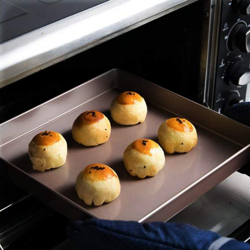 Mingcao Nonstick Square Baking Pan, 11x11 Inch Carbon Steel Cake Baking Sheet, Cookies Bakeware for Oven Baking Gold - Image 3